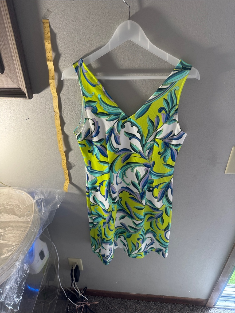 Boston Proper Lime Multi-Print V-Neck Midi Dress - Picture 6 of 9